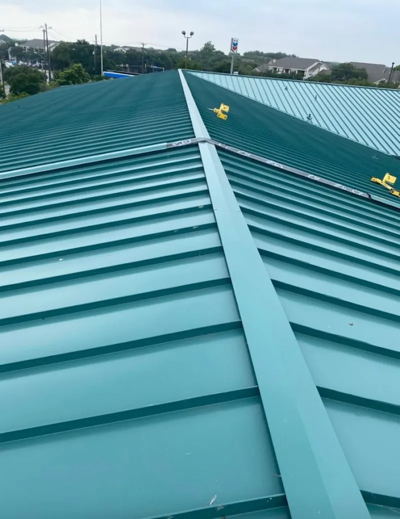 Green commercial metal roof ridge and valley for Metal Roof Repair in Scaggsville